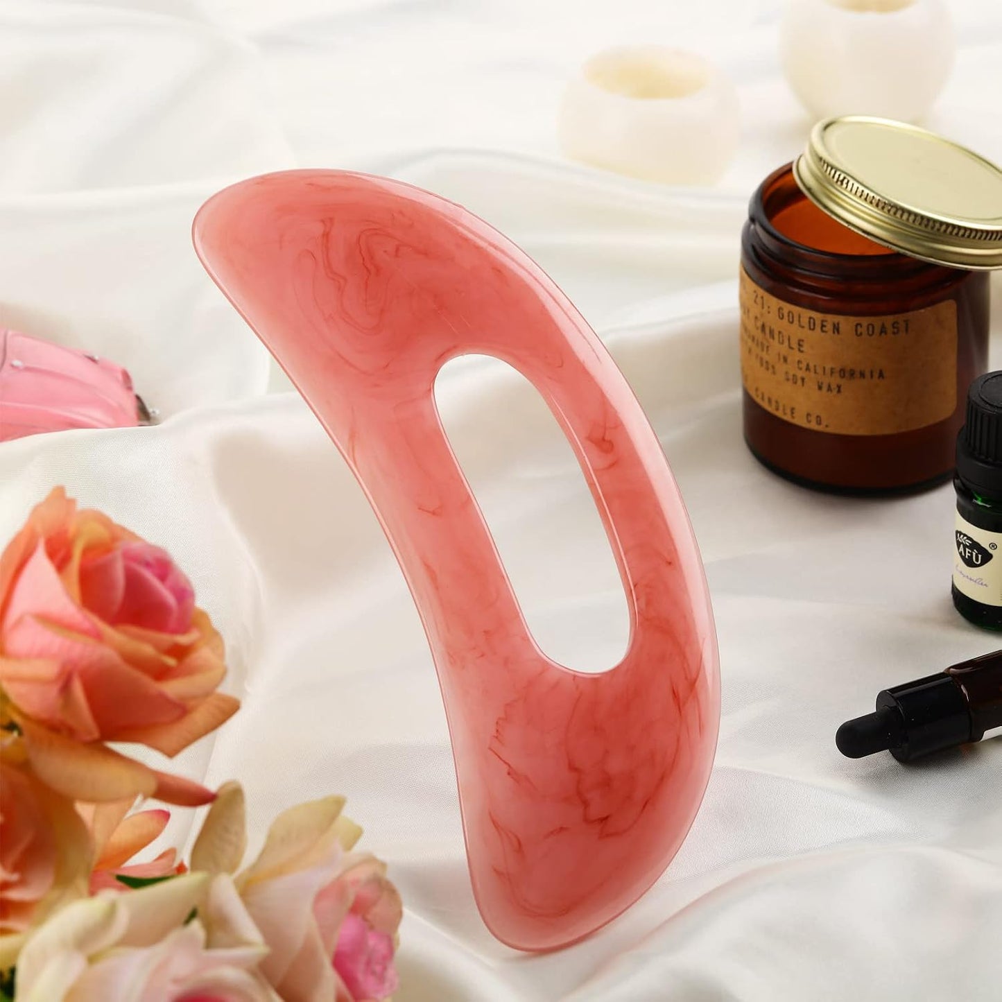 BBTO Gua Sha Massage Tool with Handle Resin Massage Tools Lymphatic Drainage Massager Body Shaping Gua Sha Tools for Full Body Men Women Birthday Festival Holiday Present (Light Green)