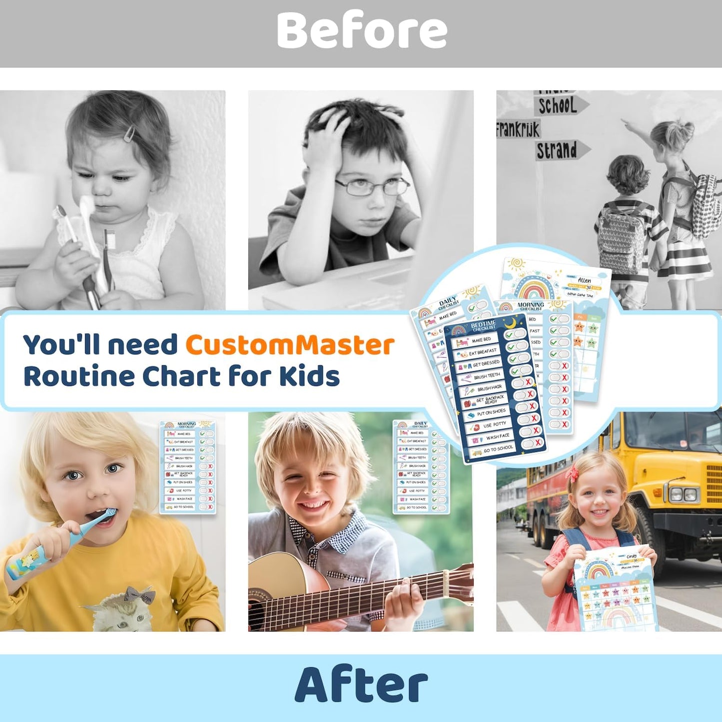 Upgraded Slider 4 in 1 Reward Chart for Kids, Reusable Bedtime/Morning/Daily Routine Chart for Kids, Magnetic Chore Chart for Kids Toddlers, Sticker Chart for Kids Behavior Chart for Kids at Home