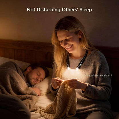 LED Neck Reading Light, 3-Color & 3-Brightness Adjustable Bendable Neck Light, USB Rechargeable Book Light for Reading in Bed, Knitting, Crochet, Camping, Working, Book Lovers Gifts (Black)