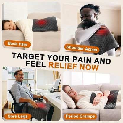 Electric Heating Pad for Back Neck & Shoulders, 35"x20" King Size, Velvet