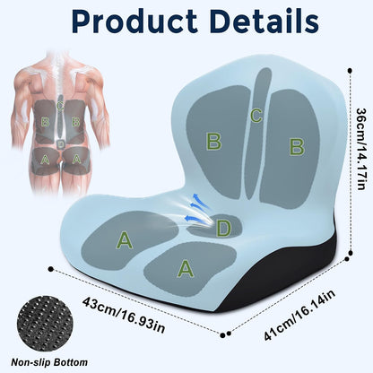 Seat Cushion for Office Chair and Car, L-Shaped Ergonomic Car Seat Cushions, Memory Foam Chair Cushion, Lumbar Support Pillow for Wheelchair, Car, Home, Office, Desk, Black