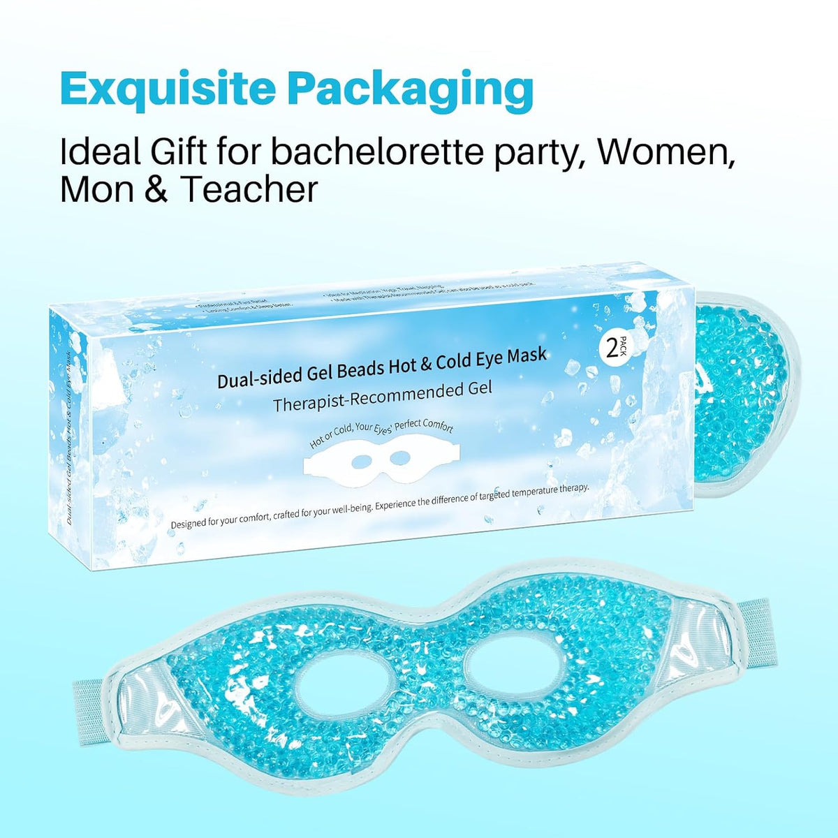 Cooling Eye Mask with Gel Bead 2 Pack Gel Eye Mask Cold Eye Mask for Relaxtion,Puffy Eyes Reusable Cold & Warm Compress for Puffiness,Dry Eyes,Headaches,Migraines,Stress Relief,Post Surgery