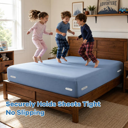 Bed Lock Sheet Holders, New Upgrade Sheet Straps Keep Sheets Firm & Tight, Bed Fitted Sheet Holder for Corners, Sheet Clips, Mattress Sheet Holder Strap, Sheet Secure Lock Fasteners White