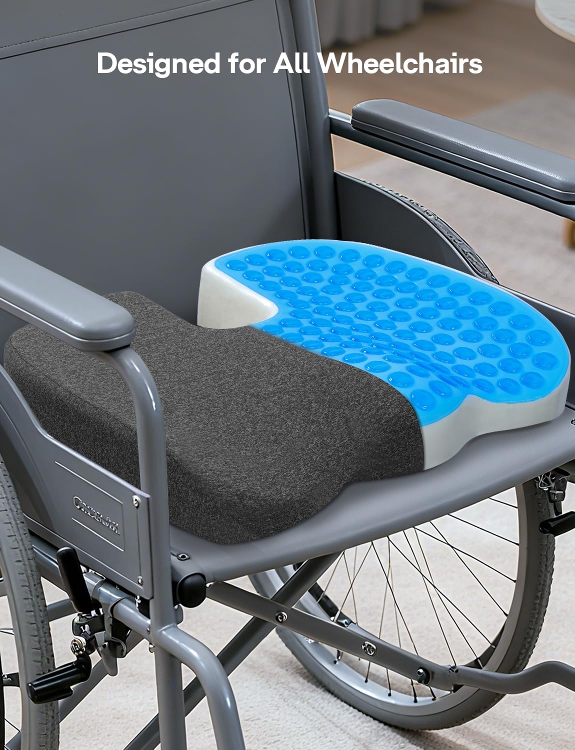 Medisana Gel Wheelchair-Seat-Cushions for Pain Relief, GC 100 Cooling-Cushions for Tailbone, Sciatica, Back & Hip Support and Pressure Sore, Ergonomic Office Chair Cushion for for Seniors and Adults