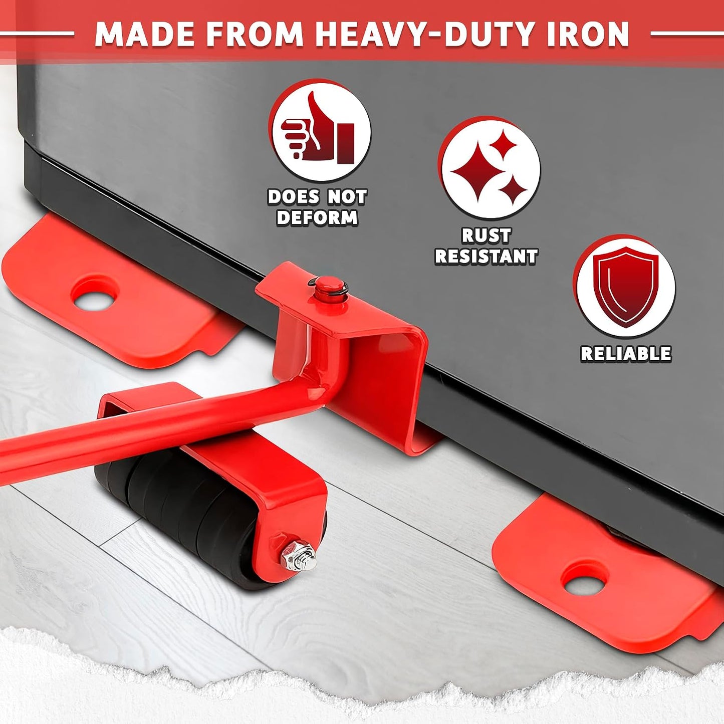 Furniture Lifter Tool with Sliders, Fridge Mover Set Up to 220 Lbs | Sofas, Tables, and Dressers Glide Easily with 360° Wheels | Non-Scratch Sliders Protect Hardwood Floors