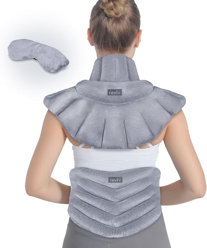 REVIX Microwave Heating Pad Set, Moist Heat Neck Shoulder Wrap & Eye Mask