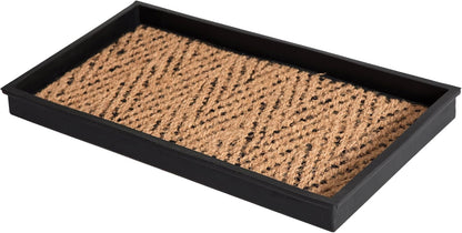 Anji Mountain Heavy Duty Waterproof Rubber Shoe Storage Mat Organizer/Boot Storage Tray Multi Use For Entryway with Coir, Tan Insert, Fits 2 Pair (24.5" Wide)