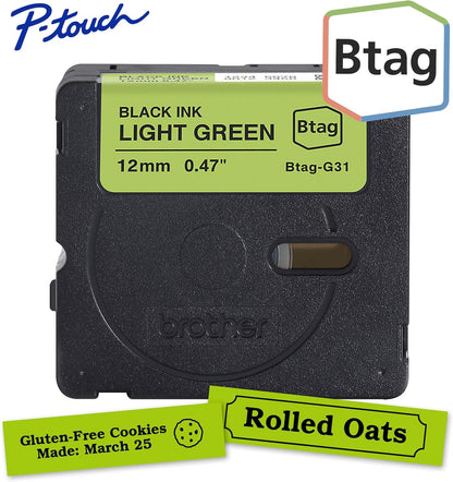Brother Genuine P-Touch Btag BTAG231 Black on White Label Tape ~1/2in by 13.1ft (12mm x 4m). (Works Only with Brother PT-N10, PT-N20, PT-N25BT Label Makers)