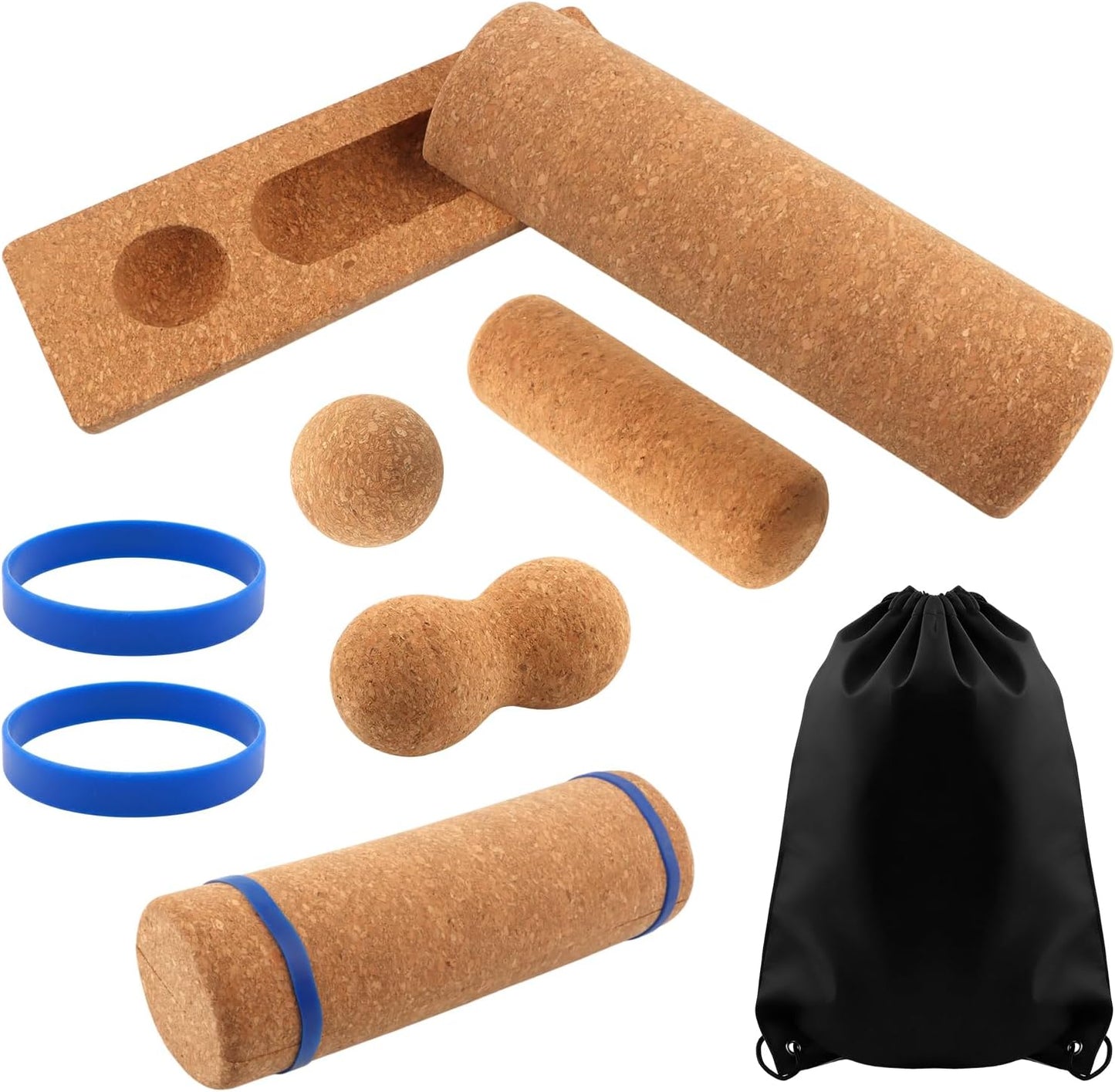 Cork Balance Board Foot Restoration and Balance Kit,4-in-1 Foot & Ankle Strengthener Kit,Balance Trainer with Massage Roller & Ball,Toe Resistance Bands