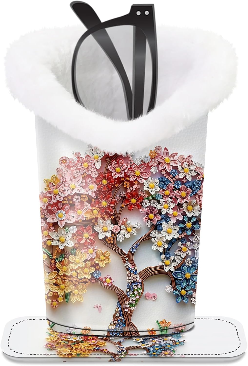 Plush Lined Eyeglasses Holder, Cute Glasses Stand for Women Kids - Colors B