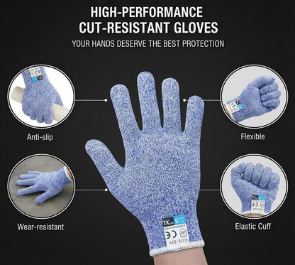 A5 Cut Resistant Gloves, Level 5 Protection, Safety Work Gloves for Kitchen Cutting, Oyster Shucking, Wood Carving, Meat Cutting, Fish Handling, Pink, XL