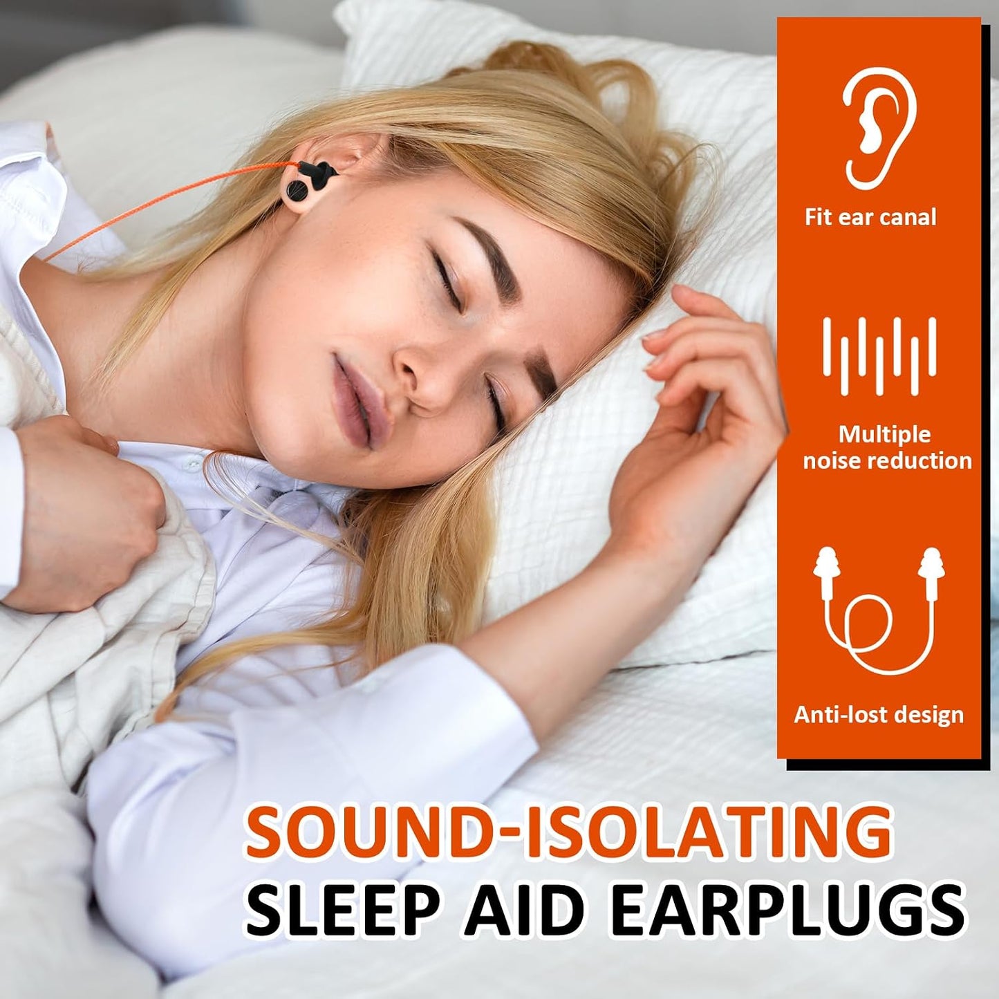 Xuhal 200 Pairs Corded Ear Plugs Silicone Earplugs with Cord Individually Wrapped Reusable Earplugs Sleep Noise Cancelling Hearing Protection for Snoring Shooting Studying Construction (Black)