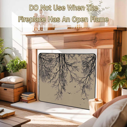 Magnetic Fireplace Cover Tree Branches Bird Fireplace Screen Decorative Brown Black Twigs Deadwood Insulation Fireplace Blocker Save Energy Fireplace Draft Stopper Covers for Living Room 45x34 Inch