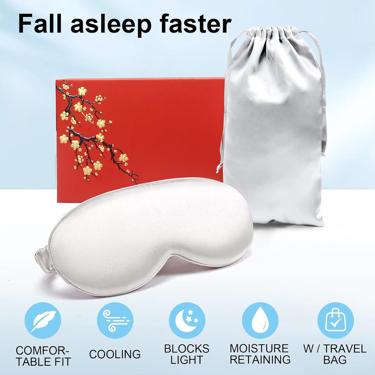 Silk Eye mask for Sleeping 3D Anti Wrinkle Skin Friendly Black Out Black