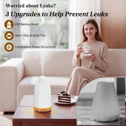 URPOWER 300mL Essential Oil Diffusers for Home Aromatherapy Diffuser | Up to 10 Hrs High/Low Mist Settings Quiet Diffuser Oil Machine Humidifiers Ideal for Bedrooms Living Rooms & Home Offices
