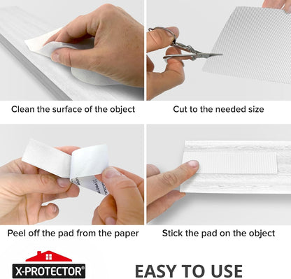 X-Protector Rubber Strip - 8 PC Non Slip Pads - Black Universal Grip Strips | Self-Adhesive Rubber Sticky Pads - Premium Feet for Keyboard, Appliances - Featuring an Amazing Super Sticky Gripping Pad