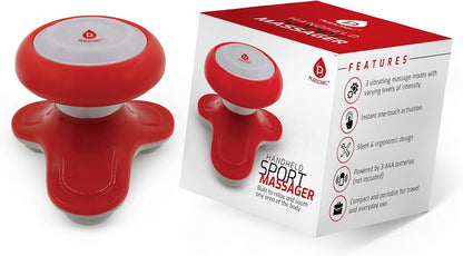 Pursonic Handheld Sport Massager Mini Portable for Hand, Head, Neck, Back, Legs & Arms Pain Relief Easy Grip Handle, 3 Vibrating Massage Modes (White)