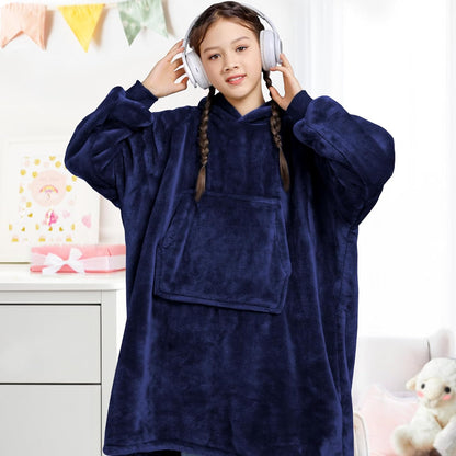 Wearable Blanket Sweatshirt Gifts for Women and Men, Warm and Cozy Giant Blanket Hoodie, Thick Flannel Blanket with Sleeves and Giant Pocket - Dark Gray