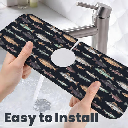 Wildflowers Floral Flower Kitchen Sink Splash Guard Faucet Mat Super Absorbent Fast Drying Mat Sink Gadgets-Fast Drying Pad Sink Mat For Kitchen Bathroom (15" X 5.5" )