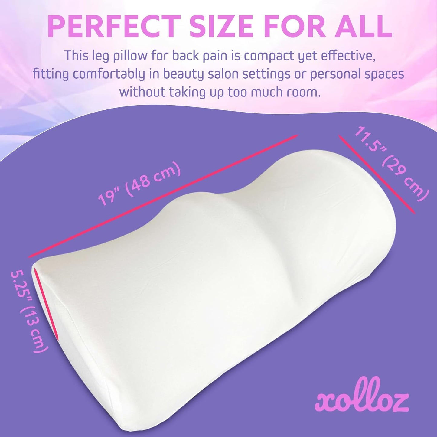 Premium Memory Foam Knee Pillow for Back Sleepers, White | Memory foam massage bolster delivers comfortable under knee pillow support for home, spa and salon use.