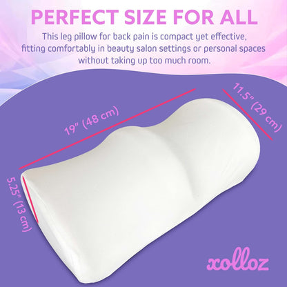 Premium Memory Foam Knee Pillow for Back Sleepers, White | Memory foam massage bolster delivers comfortable under knee pillow support for home, spa and salon use.