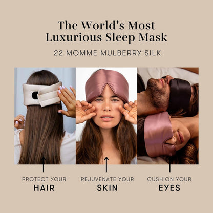 DROWSY Silk Sleep Mask - Face-Hugging, Padded Cocoon for Luxury Sleep in Total Darkness - 100% Pure Mulberry Silk, Skin-Hydrating & Adjustable (Midnight Blue)