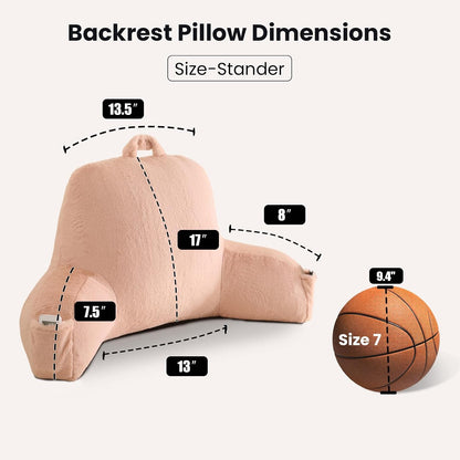 Reading Pillow with Arms for Sitting in Bed,Backrest,White Flannel,M | 17" Backrest Supports Back for College Students,Elbows & Forearms for Dorm Reading,Gaming,Watching TV
