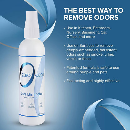 Zero Odor Multi-Purpose Odor Eliminator, Fabric & Room Deodorizer, 16 oz | Odor Eliminator Spray for Closet, Bathroom, Basement, Trash & Upholstery, Air and Surface use