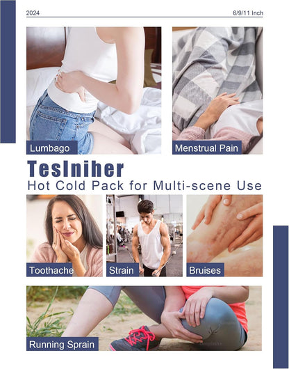 Ice Pack for Injuries with Strap, Ice Bags Reusable Hot Water Bag for Pain Relief, Hot & Cold Therapy Ice Bag, No-Leak Elastic Breathable Ice Cold Pack, Size 11" 2Pcs with Strap Length 41"