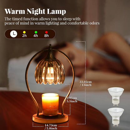GOODBUY Candle Warmer Lamp with Timer Dimmable: Electric Candle Warmer Birthday Gifts for Women Mom - Candle Lamp Warmer House Warming Gifts New Home Decor - Wax Warmer for Jar Candles with 2 Bulbs