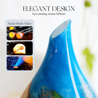 Porseme 280ml Remote Essential Oil Diffuser 3D Glass Ultrasonic Mist 7H | Elegant Handmade Glass Aroma Diffuser with 7-color LEDs, Quiet Aromatherapy and Safe Auto Shut-off, Perfect for Gifts