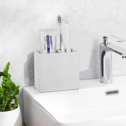 Diatomite Toothbrush Holder Toothpaste Organizer, Marble White | Quick Drying, Non-Slip, 2 Slots Kids Electric Tooth Brush Holder for Bathroom, for Countertop, Shower, Vanity