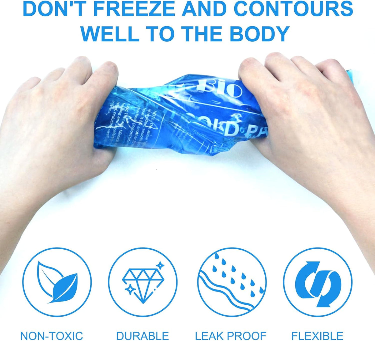 Gel Soft Flexible Ice Packs for Injuries, Reusable Cold Pack, Hot Cold Compress for Joint&Muscle Pain, Surgery Recovery, Inflammation, Swelling, Face, Head, Wrist, Ankle&Foot Injury, -5.1"x6.3"