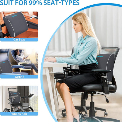 SweetSlubr Lumbar Support Pillow for Office Chair,Back Support(Black,Large)