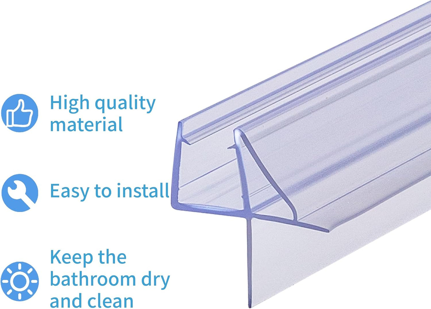 2-Pack ShowerDoor Bottom Seal 3/8" x 36" Polycarbonate Frameless Ultra Clear Shower Door Seal Strip for Glass Doors Stop Leaks and Create a Water Barrier Replacement Shower Cubicle