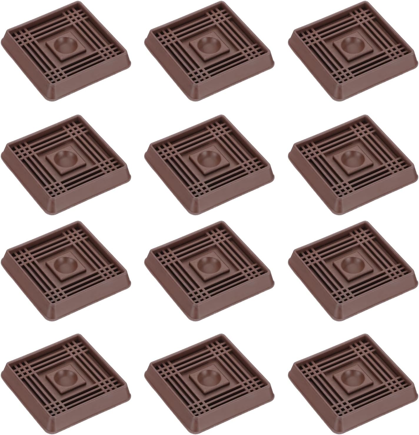 PATIKIL 1.5x1.5 Furniture Coasters, 12 Pcs Caster Cups Furniture Cups Rubber Non-Slip Square Feet Anti-Slip Stopper Pad Protector Sliding for Hardwood Floors Carpet Chair Table, Coffee