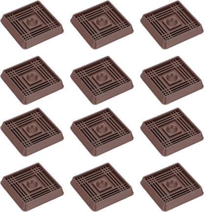 PATIKIL 1.5x1.5 Furniture Coasters, 12 Pcs Caster Cups Furniture Cups Rubber Non-Slip Square Feet Anti-Slip Stopper Pad Protector Sliding for Hardwood Floors Carpet Chair Table, Coffee