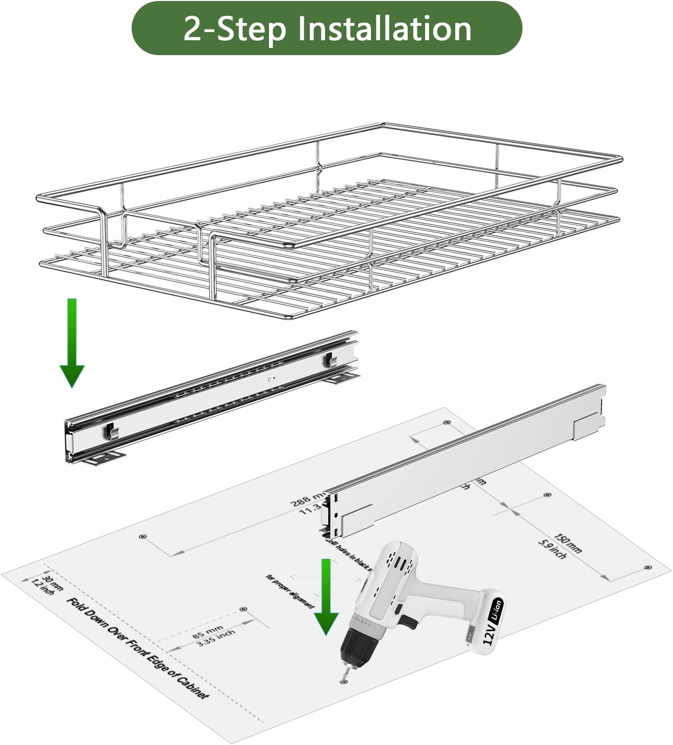 LOVMOR 2 Tier Individual Pull Out Cabinet Organizer 11" W x 18" D, Slide Out Kitchen Cabinet Storage Sliding Shelves