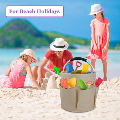 17L Cleaning Caddy with Handle and 6 Pockets, Foldable Cleaning Supply Caddy, Portable Shower Caddy in 600D Oxford Fabric, Multifunctional Storage Basket for Camping, Gardening, Black