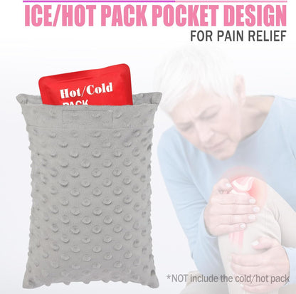Soft Knee Pillow Leg Pillows 11" x 7.8" Small Hip Support Pillows Between Legs for Side Sleepers Sciatica Joints Pain Relief Machine Washable Post Surgery Cushion Gifts, Minky Dot Light Gray