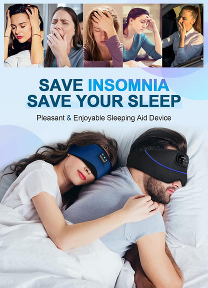 TOPOINT Sleep Mask Headphones Bluetooth Wireless 5.4, Breathable Cotton Eye Mask for Sleeping Side Sleepers Travel Music Headsets with Microphone Handsfree Men Women