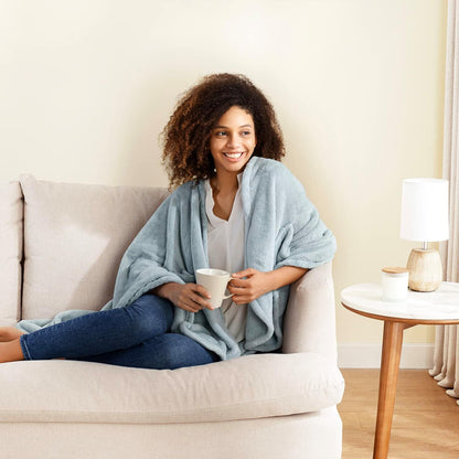 Berkshire Blanket Primalush™ Wearable Blanket, Cozy Loungewear Pocketed Plush Cape Wrap for Adults & Teens(Purple, One Size 58"X64")