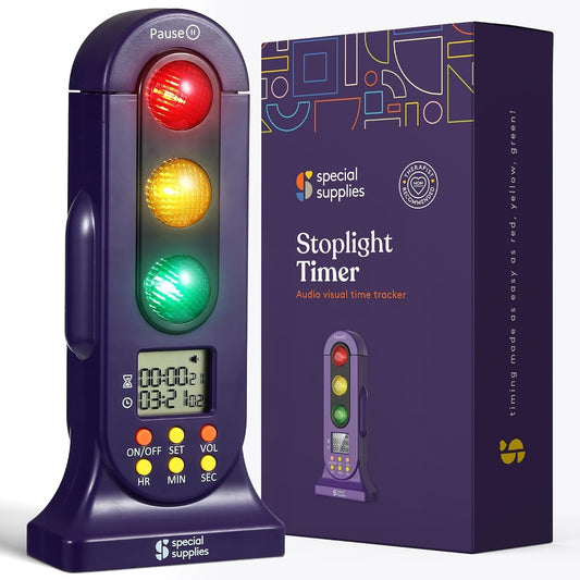 Special Supplies Stoplight Audio Visual Timer for Kids with Lights and Stopwatch Timer - Home and Classroom Timer for Time Management and Routines - Ages 3+