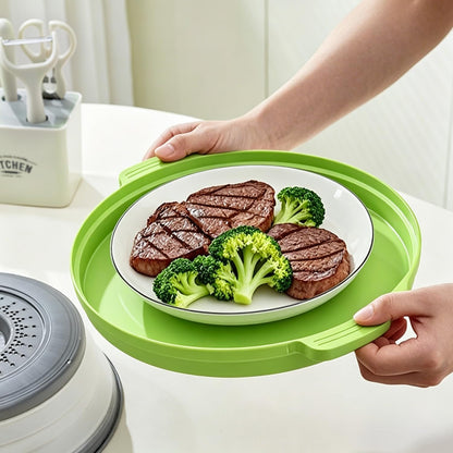 Microwave Splatter Cover with Anti-Scald Tray, 10.7" Collapsible - Red | Collapsible microwave food cover with an anti-scald tray. Fits most plates up to 10.7 inches and helps reduce food splatter.