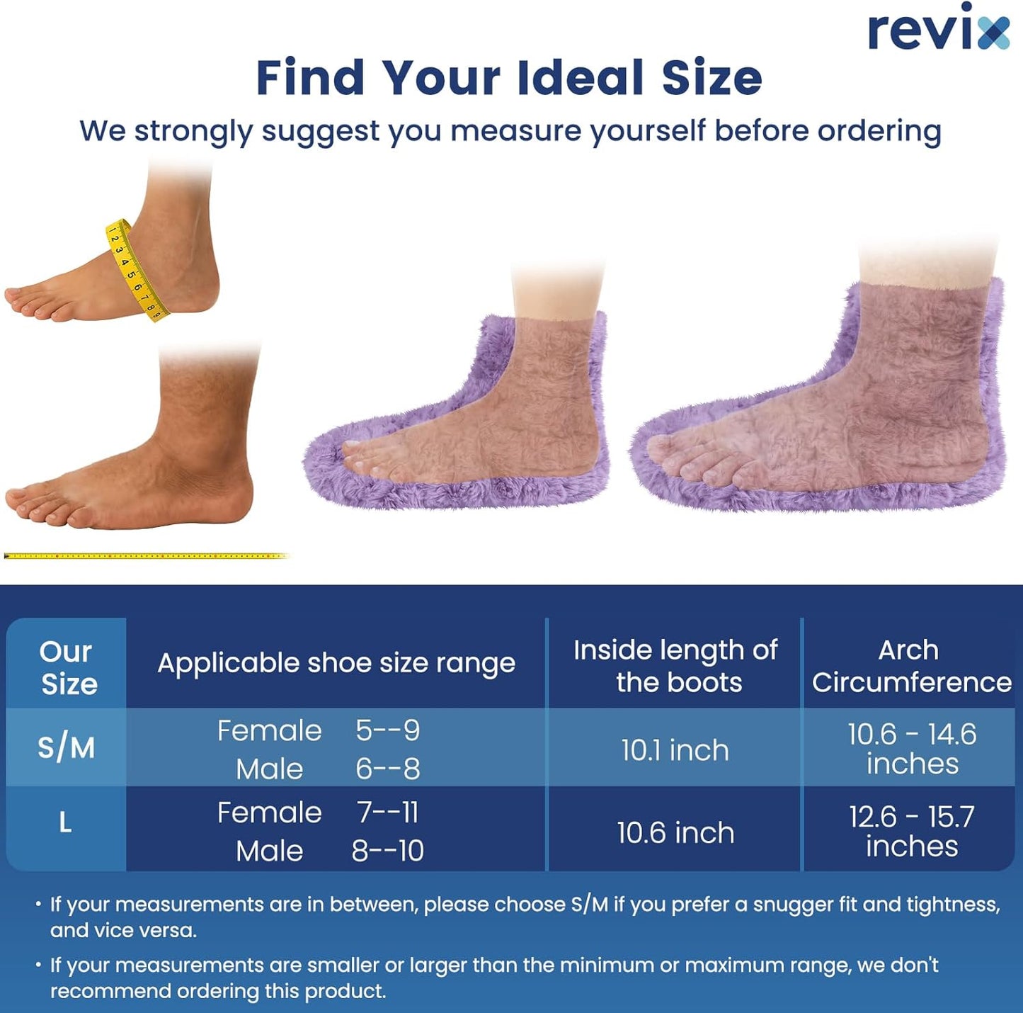 REVIX Microwavable Foot Warmers, Heated Booties for Cold Feet, Purple L | Flaxseed Filling, Moist Heat, Cold Feet Comfort, Foot & Ankle Warmth, Home Relaxation, Reusable Heated Booties