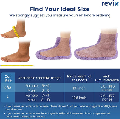 REVIX Microwavable Foot Warmers, Heated Booties for Cold Feet, Purple L | Flaxseed Filling, Moist Heat, Cold Feet Comfort, Foot & Ankle Warmth, Home Relaxation, Reusable Heated Booties