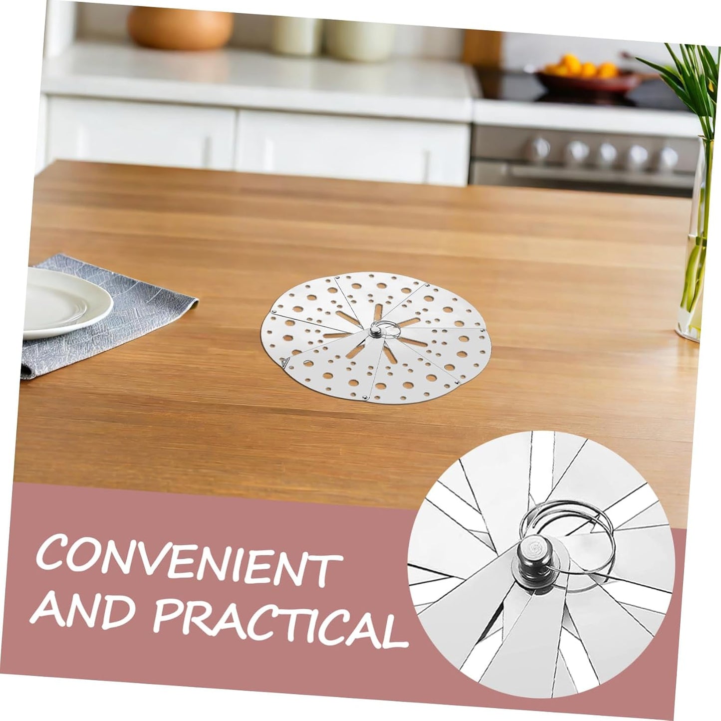 Stainless Steel Adjustable Spill Stopper Lid Multi-function Kitchen Overflow Cover Strainer Lid Anti-spill Household Pot Pan Accessory for Cooking