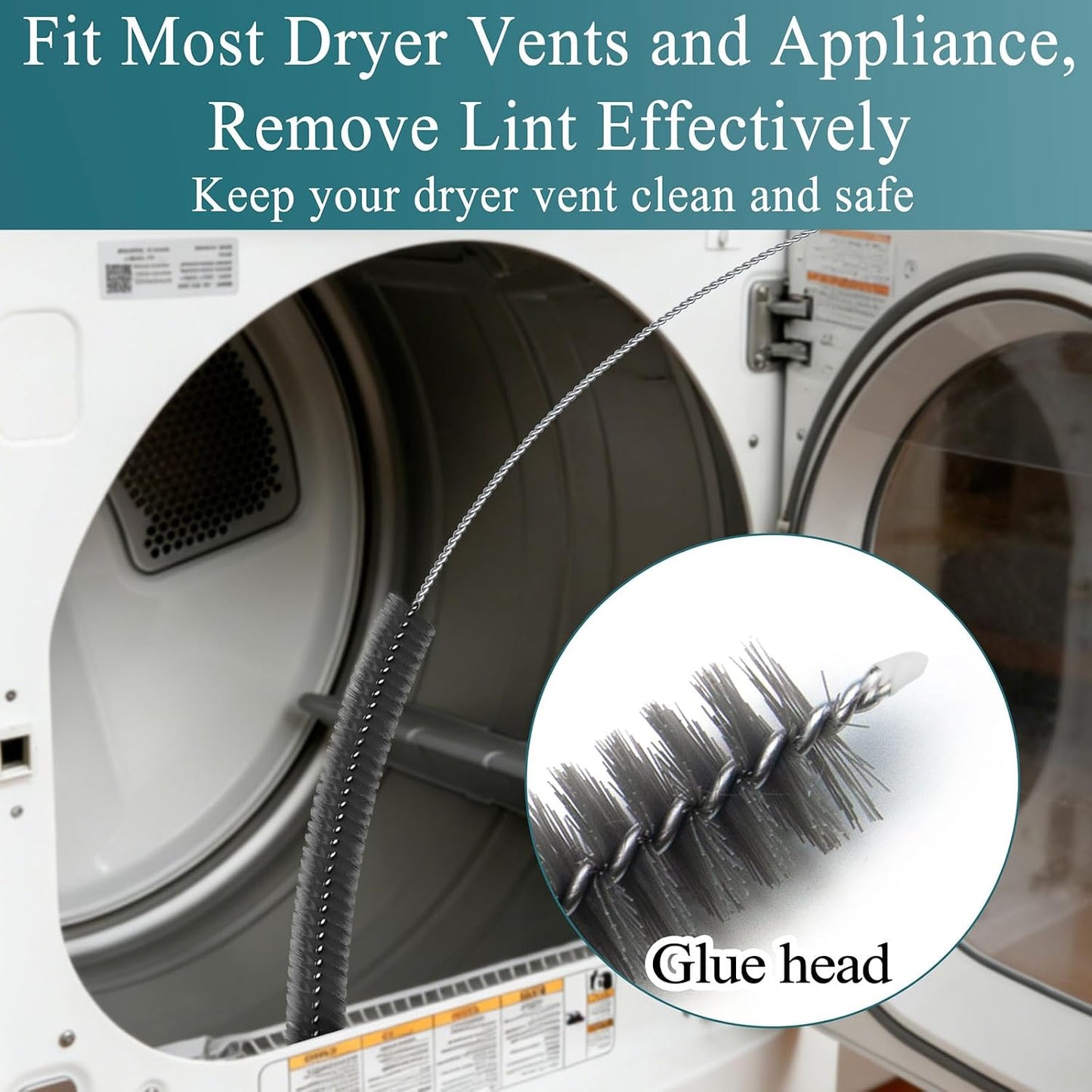 Dryer Vent Cleaner Kit - Long Dryer Vent Cleaning Brush, Dryer Lint Cleaner Remover Refrigerator Long Coil Cleaning Kit - Appliance Brush - AC Cleaning Brush Set for Household Tools