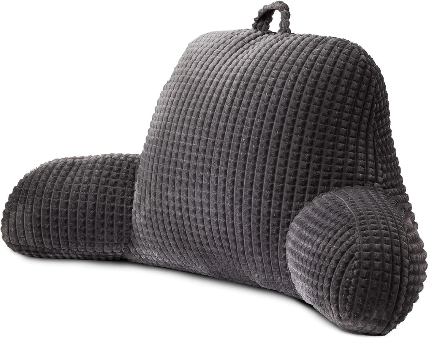 A Nice Night Darkgrey 17" Bed Wedge Pillows with Arms for Sitting | Waffle Stereoscopic Design,Backrest Back Pillow For Adults, Standard Pillow Supports,Gaming & Relaxing in Bed,Couch,Floor