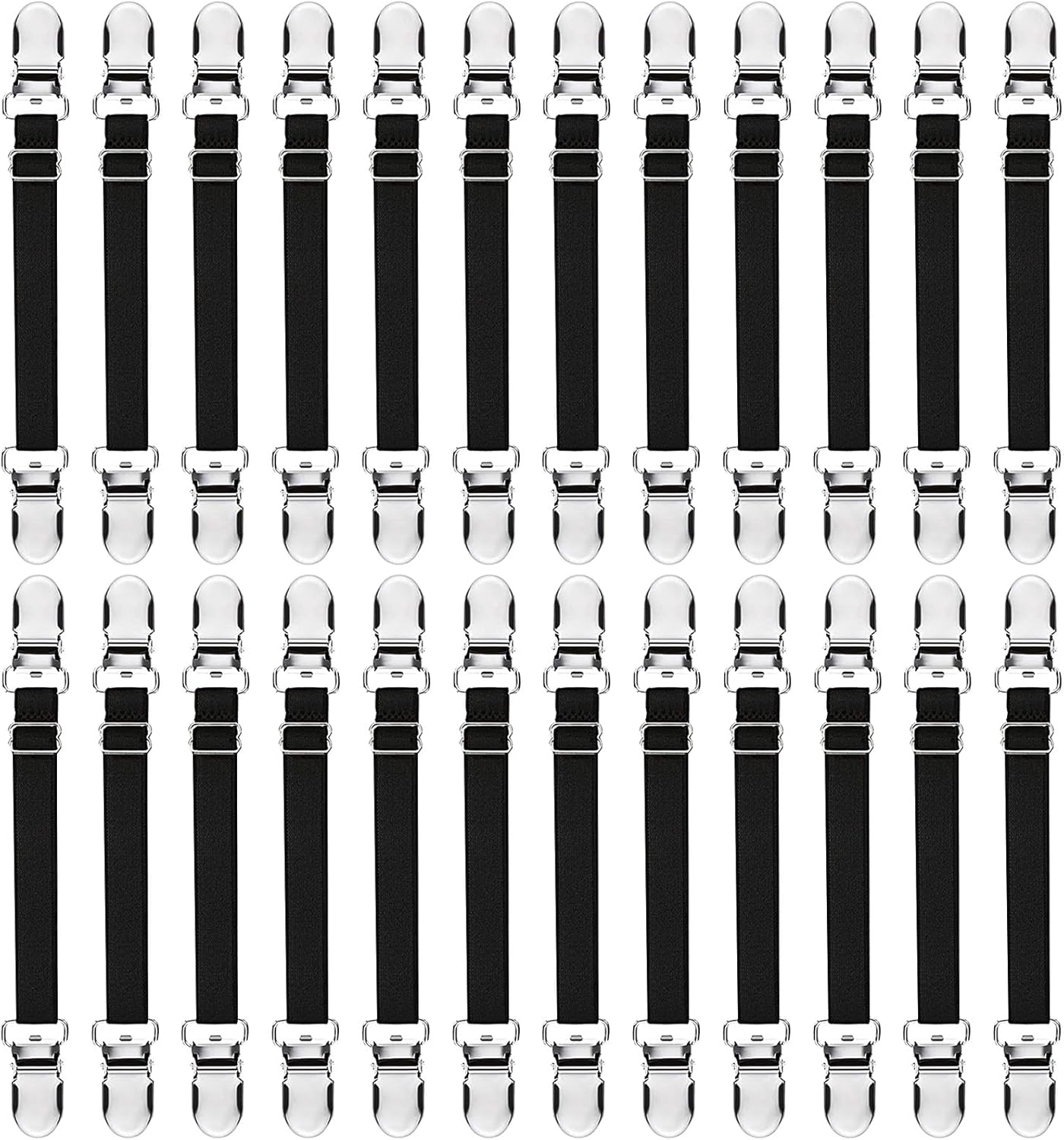 Boao 24 Pcs Bed Sheet Clips Straps Heavy Duty Adjustable Fasteners Elastic Fitted Bed Holder Mattress Corner Sheet Fasteners for Home Room Couch Supplies(White,8-12inch)